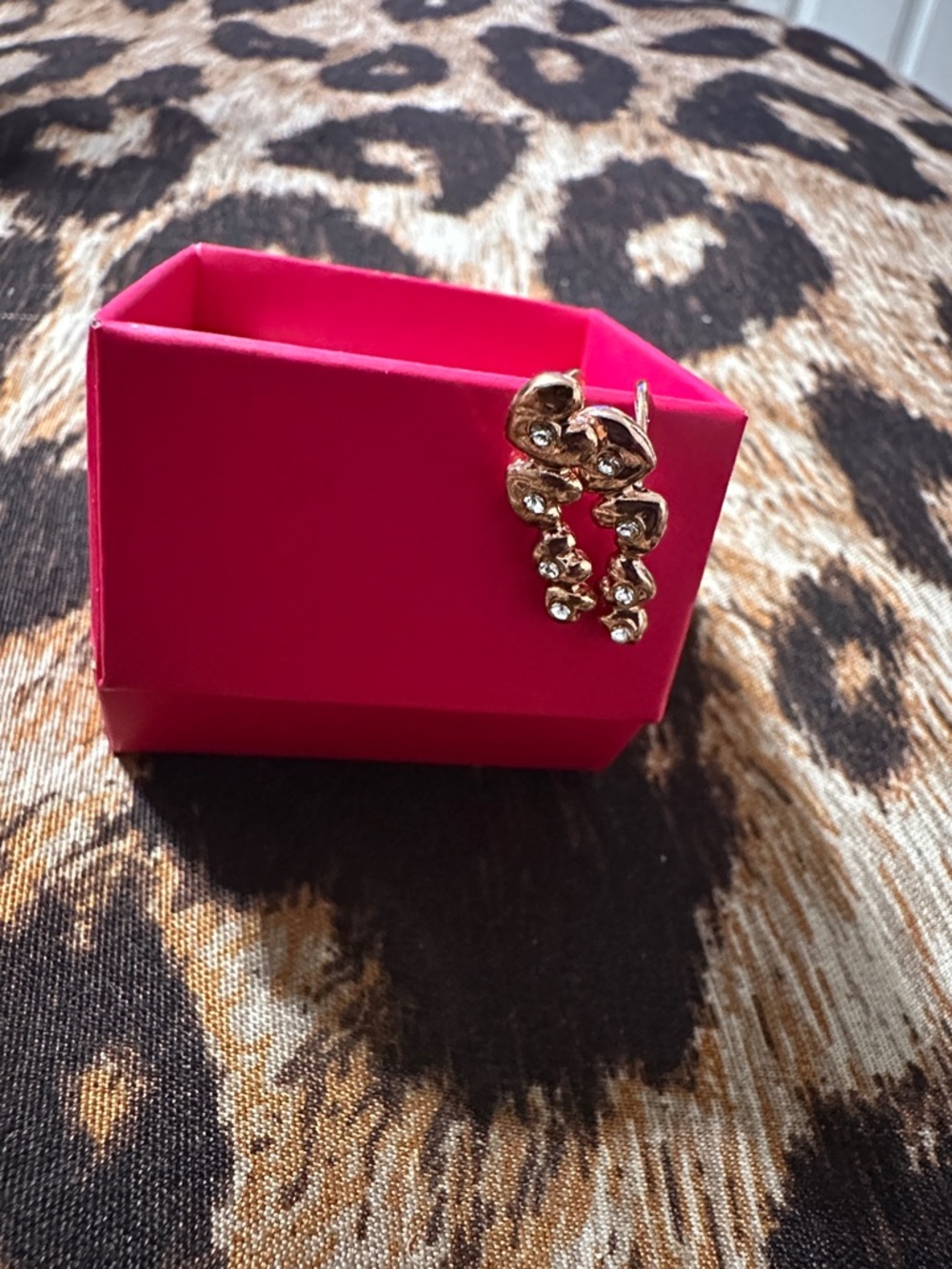 Avon Gold Whimsical Pave Motif Crawler Heart Earrings